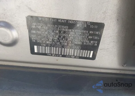 2011 Subaru Forester 2.5X from USA, damaged, VIN JF2SHBBC3BH716580